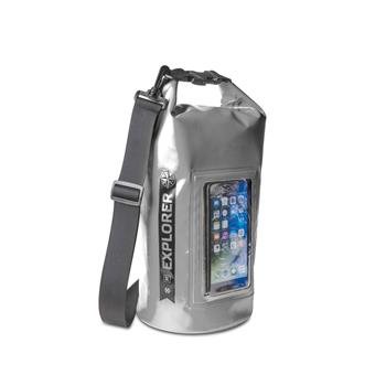 Voděodolný vak CELLY Explorer 5L s vreckom na telefón do 6,2 ", šedý