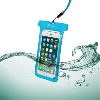 Univerzální voděodolné pouzdro CELLY Splash Bag pro telefony 6,2", modré