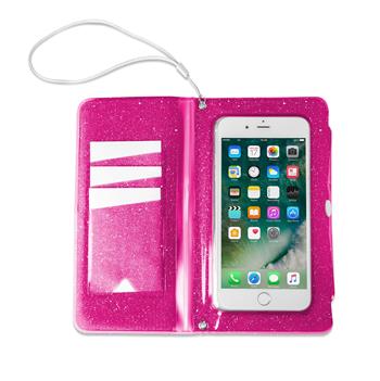Univerzální voděodolné pouzdro s peněženkou CELLY Splash Wallet pro telefony 6,2 ", růžové