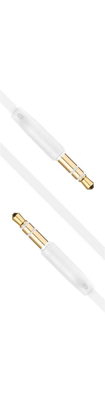 Plochý audio AUX kabel FIXED s konektory 2 x 3,5 mm jack, bílý