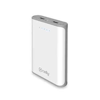 Powerbanka CELLY Dialy s 2 x USB výstupem, 10000 mAh, 2.4 A, bílá