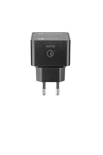 USB-C síťová nabíječka Cellularline Power Delivery (PD), max. 30 W, Qualcomm® Quick Charge™ 4+, černá