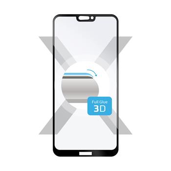 krotektives gehärtetes Glas FIXED 3D Full-Cover für Huawei P20 Lite, mit Vollbildkleber, schwarz