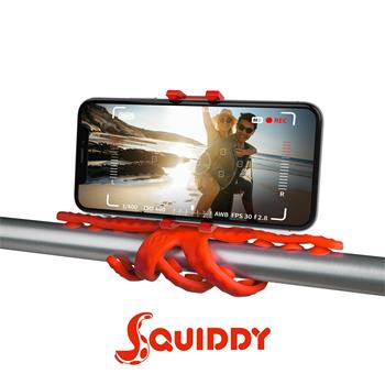 Flexibilný držiak s prísavkami CELLY Squiddy pre telefóny do 6,2";, červený