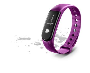 Bluetooth fitness náramek s monitorem srdečního tepu CellularLine EASYFIT TOUCH HR, fialový, rozbaleno