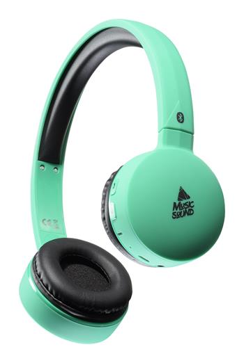 Bluetooth MUSIC SOUND headphones with headband and microphone, turquoise