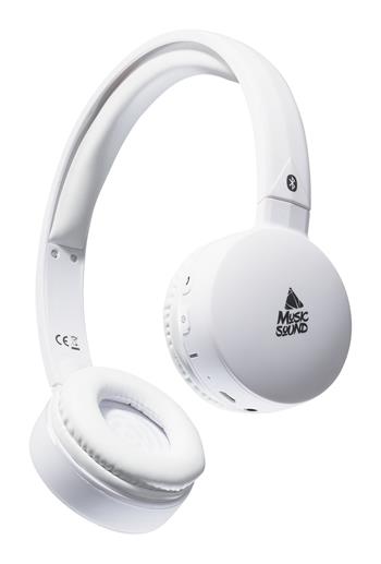 Bluetooth MUSIC SOUND headphones with headband and microphone, white