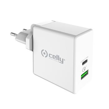 Cravel Charger CELLY PRO POWER with USB-C (PD) and USB port, Qualcomm Quick Charge 3.0, 45W max, white