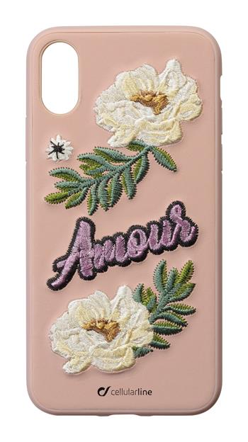 Dadded cover with embroidered CellularLine PATCH Amour motif for Apple iPhone X/XS