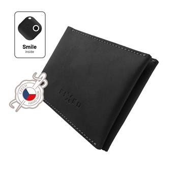 Kožená peněženka Smile Wallet se smart trackerem FIXED Smile s motion senzorem, černá