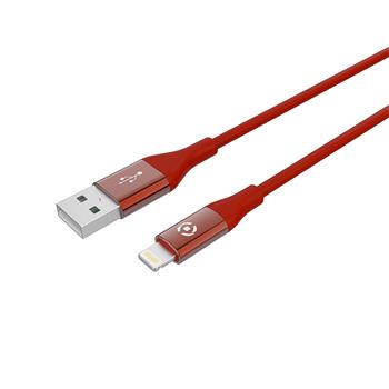 Datový USB kabel CELLY s Lightning konektorem, MFI certifikace, 1m, červený