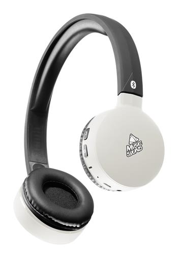 Bluetooth slúchadlá MUSIC SOUND s hlavovým mostom a mikrofónom, čierno-biela