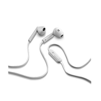 In-ear sluchátka CellularLine MANTIS s mikrofonem, soft materiál, 3,5 mm jack, plochý kabel, bílá,rozbaleno