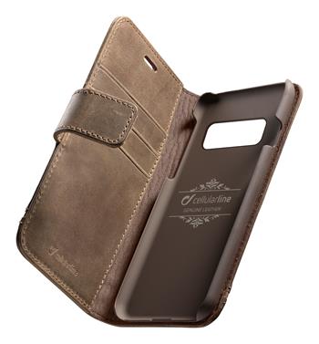 Premium Cellularline Supreme leather book case for Samsung Galaxy S10, brown