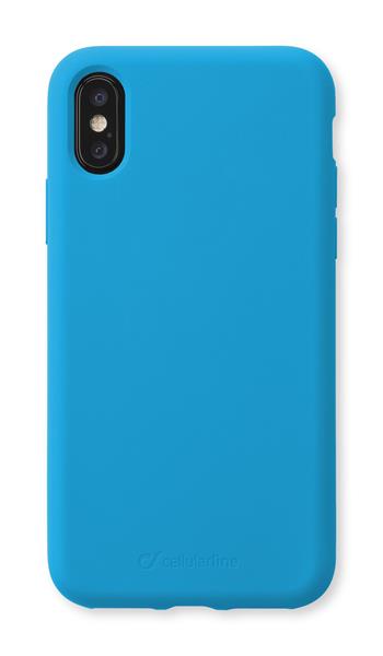 Ochranný silikonový kryt CellularLine SENSATION pro Apple iPhone X/XS, modrý neon