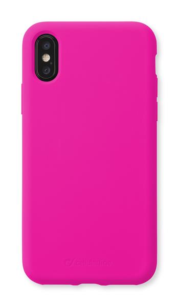 Ochranný silikonový kryt CellularLine SENSATION pro Apple iPhone XS Max, růžový neon