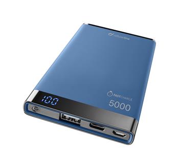 Prémiová PowerBank CellularLine FREEPOWER MANTA S, 5000mAh, USB-C + USB port, modrá