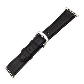 Kožený remienok FIXED Berkeley pre Apple Watch 42/44/45/49mm so striebornou sponou, čierny