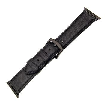 Kožený remienok FIXED Berkeley pre Apple Watch 42/44/45/49mm s čiernou sponou, veľkosť L, čierny