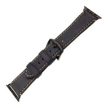 Kožený řemínek FIXED Berkeley pro Apple Watch 42/44/45/49mm s černou sponou, velikost L, uhlově černý