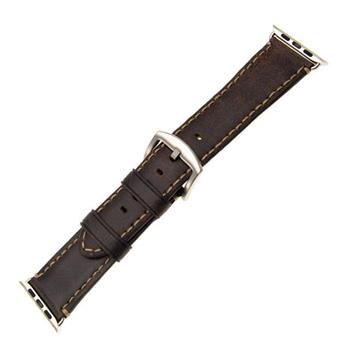 FIXED Berkeley für Apple Watch 42/44/45mm mit silberner Schnalle, Größe L, eckig braun