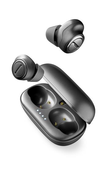 True kabellose Kopfhörer Cellularline PLUME mit wiederaufladbarem Gehäuse, AQL®-Zertifizierung, schwarz