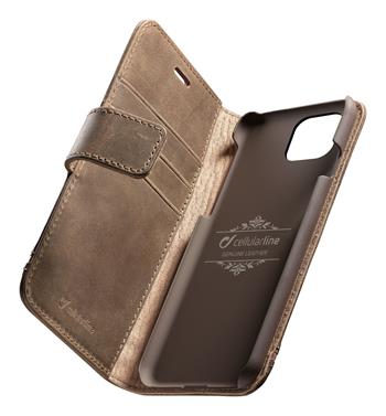 Premium Cellularine Supreme Leather Book Case for Apple iPhone 11 Pro, Brown