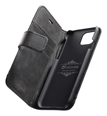 Premium Cellularine Supreme Leather Book Case for Apple iPhone 11, Black