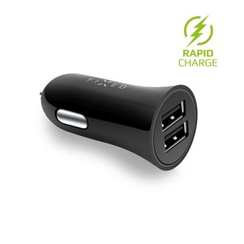 FIXED Dual USB Car Charger 24W, black