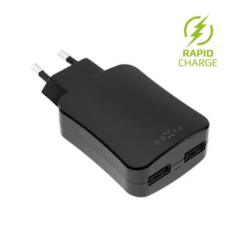 FIXED Dual USB Travel Charger 24W, black