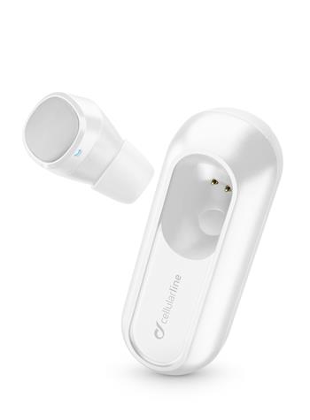Bluetooth headset Cellularline Power Mini s nabíjecím pouzdrem, bílý