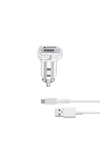 Set Cellularline car charger and USB-C cable, adaptive charging, 15W, white