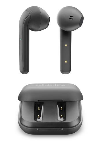 True wireless Cellularline Java headphones with rechargeable case, black
