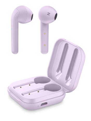 True wireless Cellularline Java headphones with rechargeable case, pink