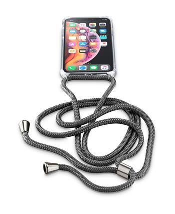 Transparentní zadní kryt Cellularline Neck-Case s černou šňůrkou na krk pro Apple iPhone X/XS