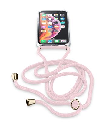 Transparentní zadní kryt Cellularline Neck-Case s růžovou šňůrkou na krk pro Apple iPhone X/XS