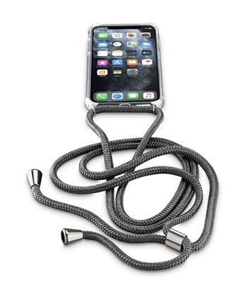 Transparentný zadný kryt Cellularline Neck-Case s čiernou šnúrkou na krk pre Apple iPhone 11 Pro