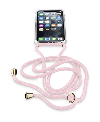 Transparentný zadný kryt Cellularline Neck-Case s ružovou šnúrkou na krk pre Apple iPhone 11 Pro Max