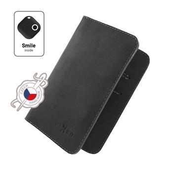 Kožená peněženka FIXED Smile Wallet XL se smart trackerem FIXED Smile Motion, černá
