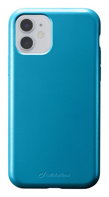 Protective silicone cover Cellularline Sensation Metallic for Apple iPhone 11, turquoise