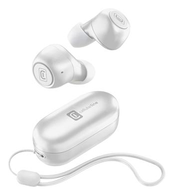 True Wireless Cellularline Pick headphones with rechargeable case, white