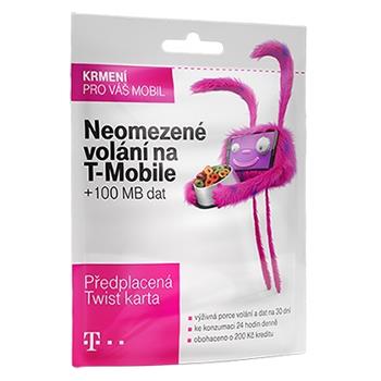 Předplacená SIM karta T-Mobile Twist s kreditem 200,- Kč, Neomezené volání na T-Mobile + 100 MB dat
